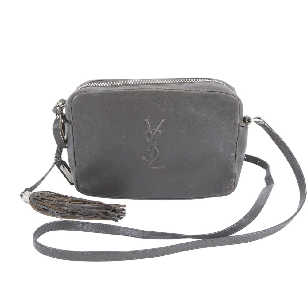 Saint Laurent YSL Yves Lou Leather Shoulder Bag Crossbody Tassel Hand Tote Eie