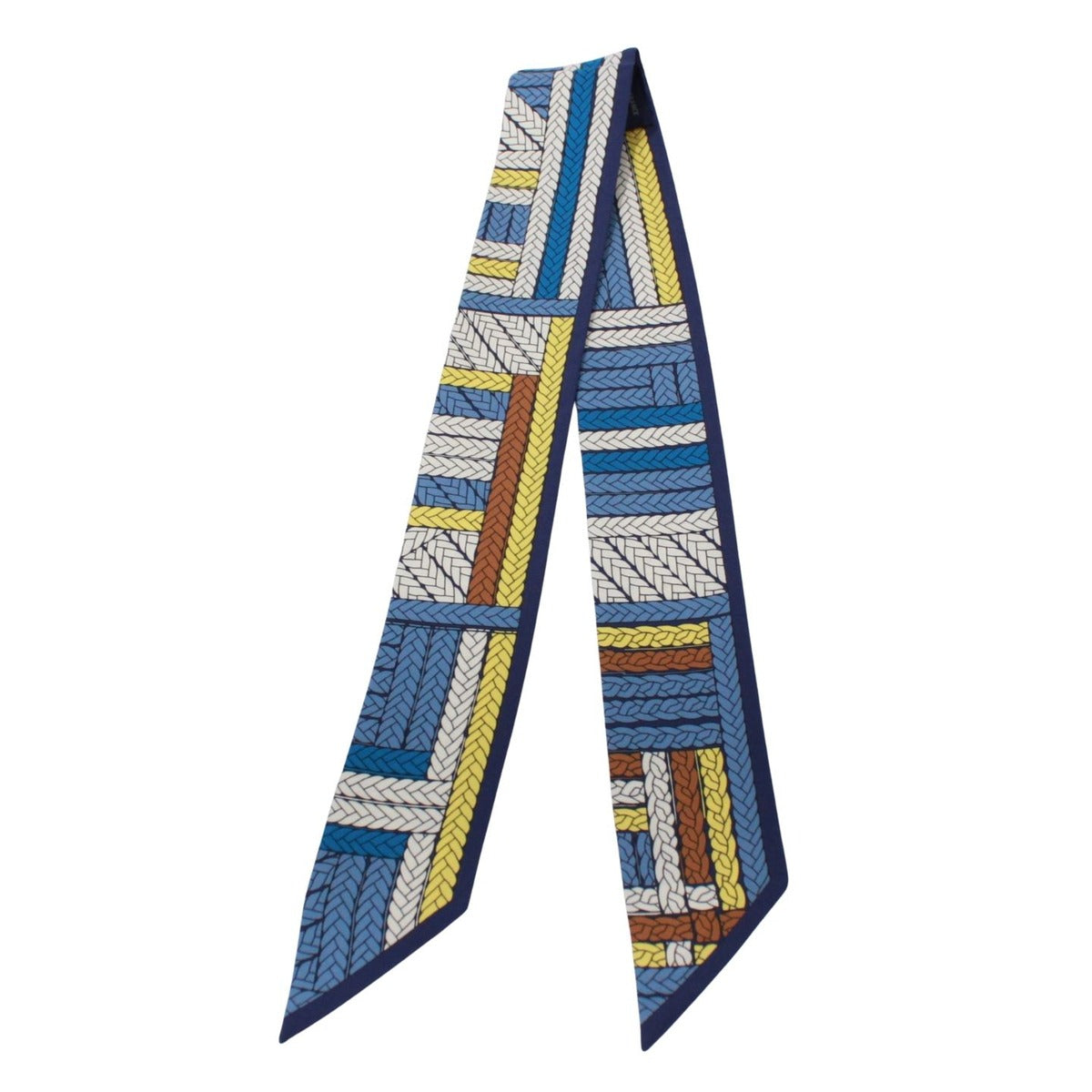 Hermes Twilly Tress Silk Yellow Scarf Yellow- Blue