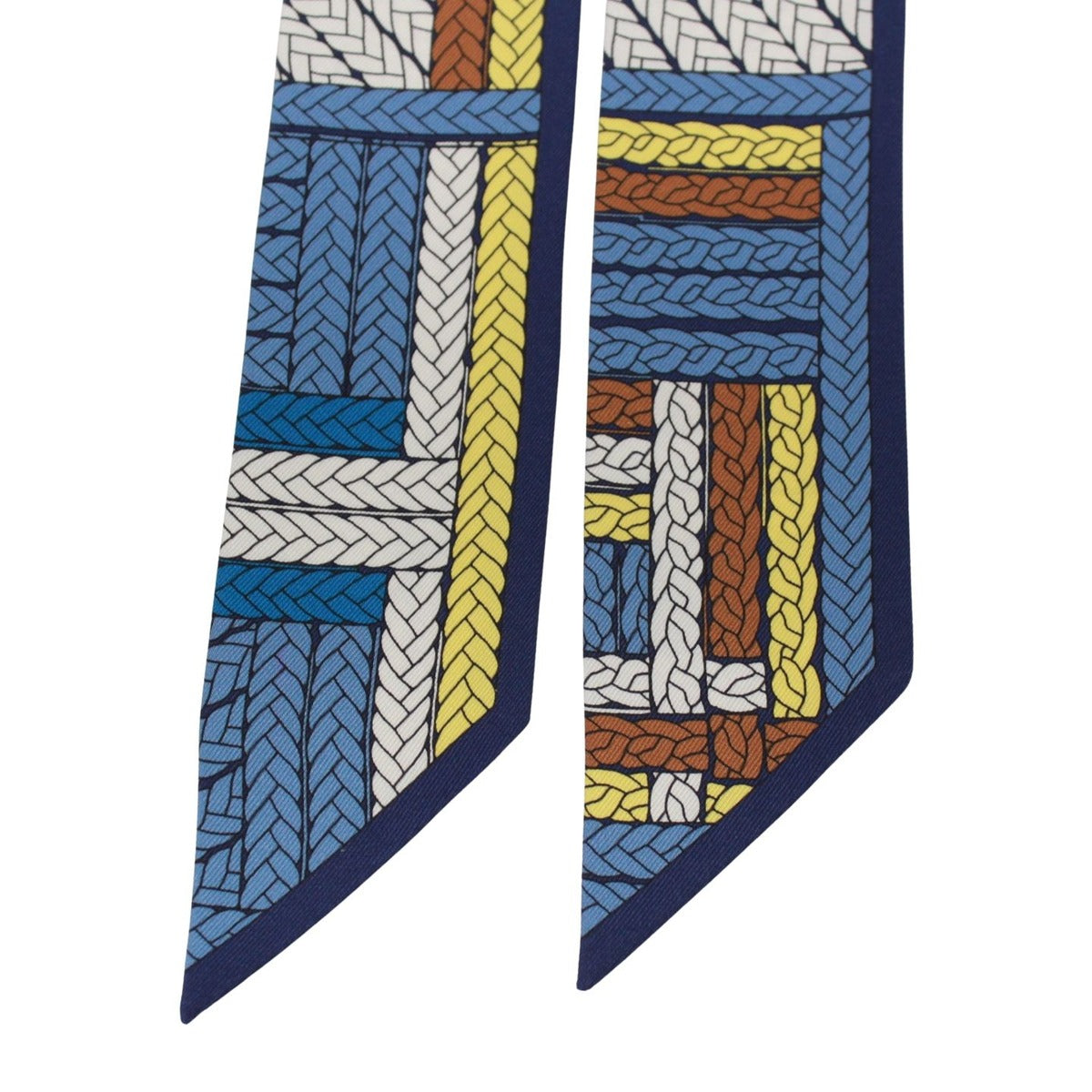 Hermes Twilly Tress Silk Yellow Scarf Yellow- Blue — view 3