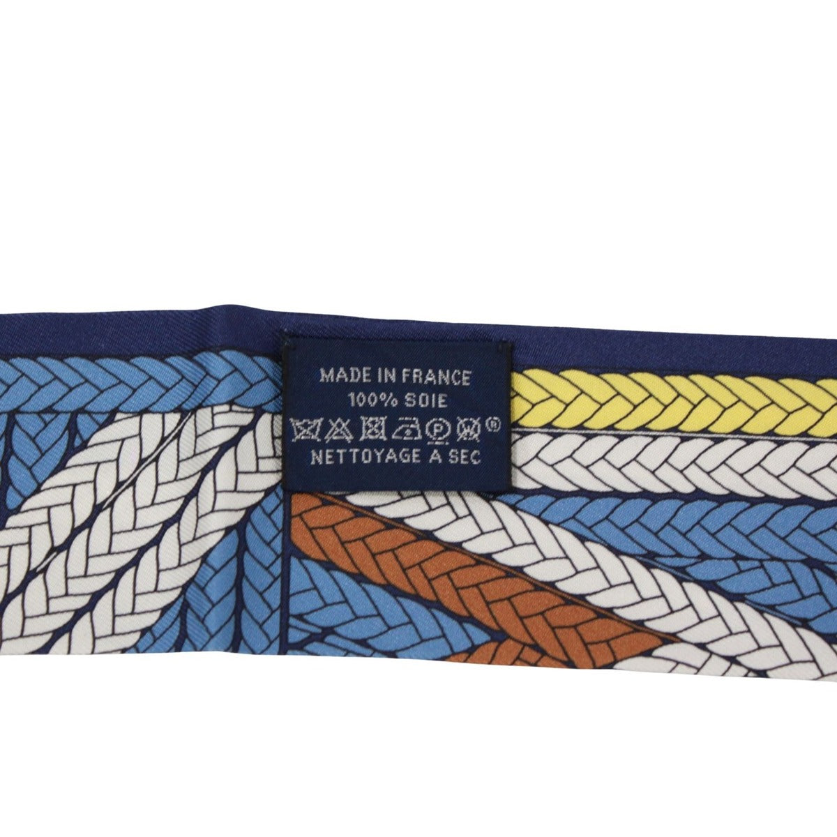 Hermes Twilly Tress Silk Yellow Scarf Yellow- Blue — view 4