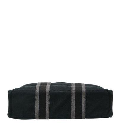 Hermes Fourre Tout Tote PM Tote Handbag Black Gray Canvas Women Hermes