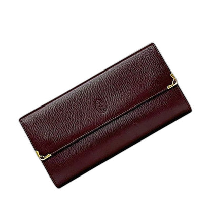 Cartier Trifold Wallet Clasp Gold Mast Bordeaux