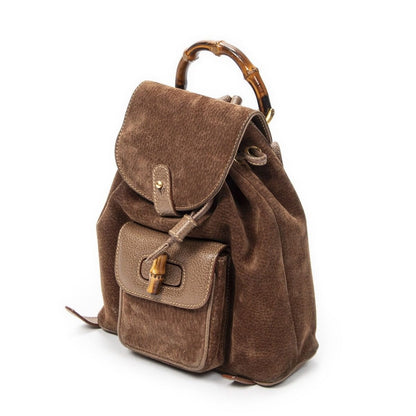 Gucci Mini Bamboo Backpack Brown Suede Leather — view 2