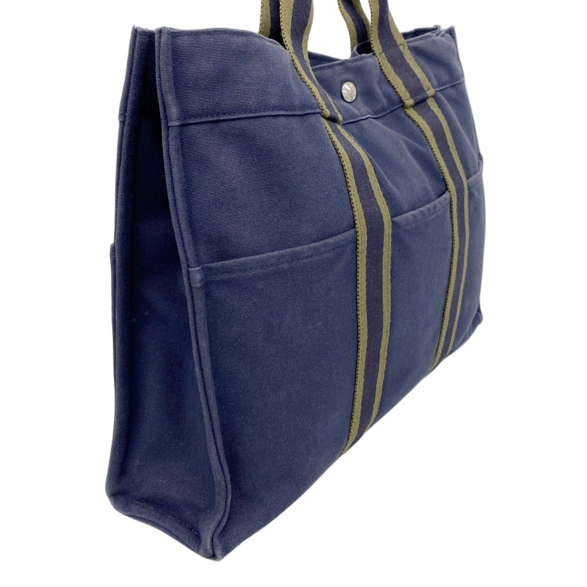 Hermes Tote Fourre Tout MM Canvas Navy Silver — view 2