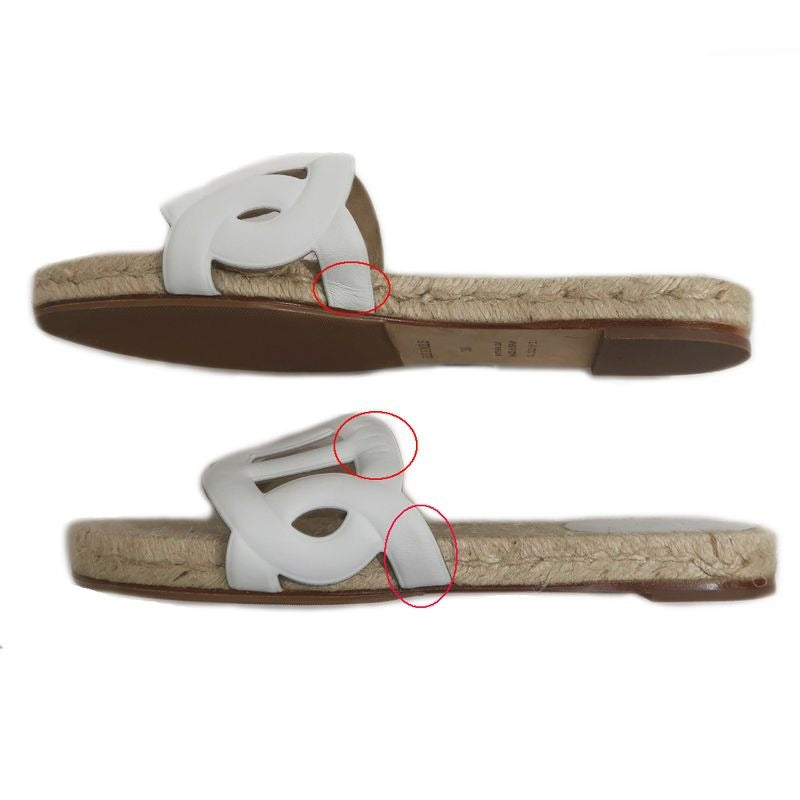Hermes Espadrilles Sandals Famosa Size 36 White Natural Shoes — view 4