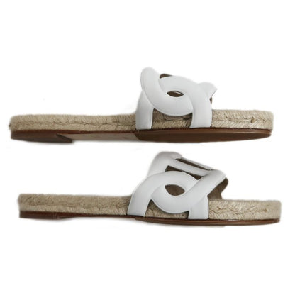 Hermes Espadrilles Sandals Famosa Size 36 White Natural Shoes — view 5