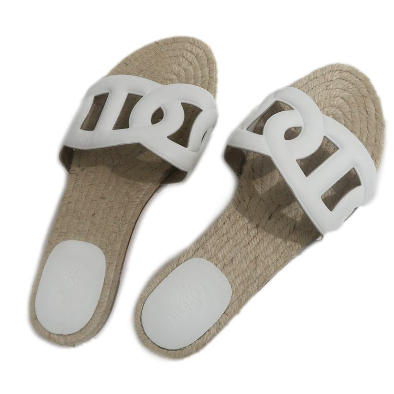 Hermes Espadrilles Sandals Famosa Size 36 White Natural Shoes — view 7