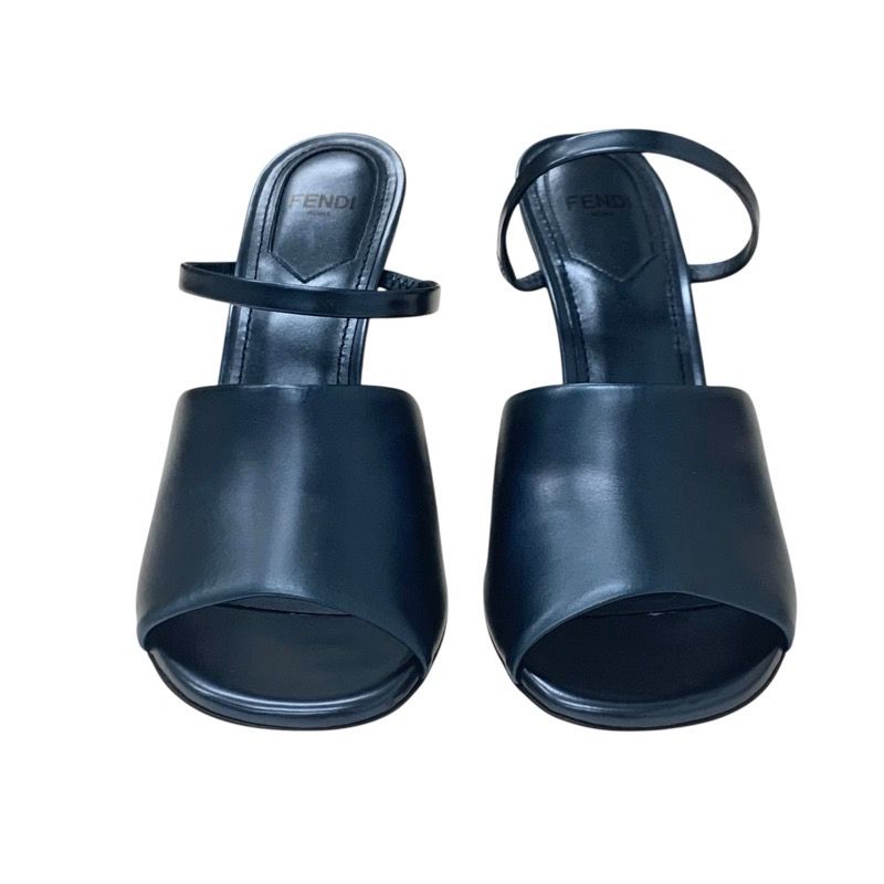 Fendi First Sandals Shoes Metallic Cles The Blue Silver Unused Metal Heel Strap