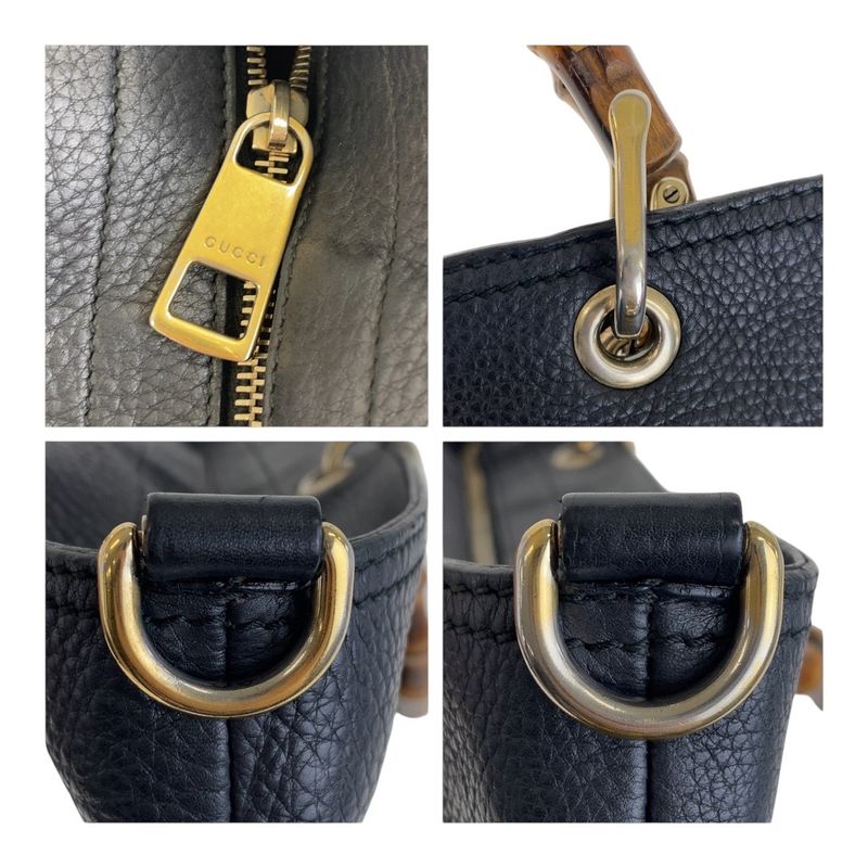 Gucci Bamboo Black Gold Hardware Leather 323664 Tote Bag Shoulder Bag 2WAY