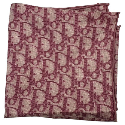 Christian Dior Old Trotter All-Over Pattern Silk Scarf Red