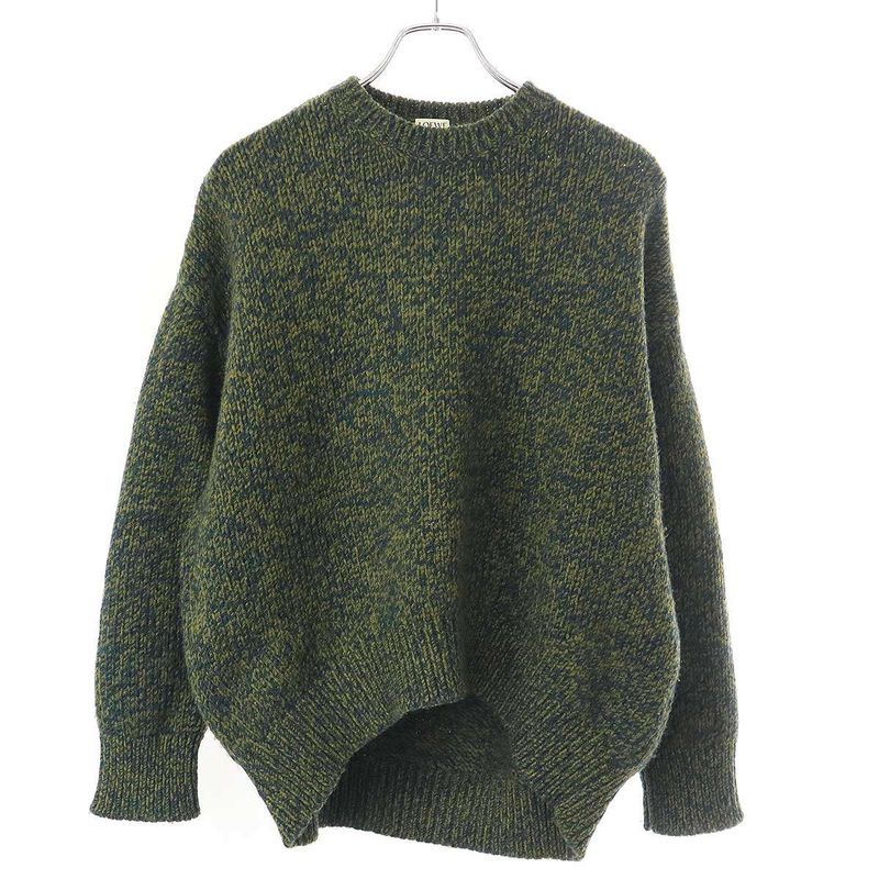Loewe 23aw Wool Trommelange Trompe L'oeil Knit Sweater S540y14kds Khaki XS