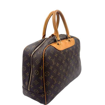 Louis Vuitton Deauville Bowling Vanity Monogram Leather Brown Handbag Gold — view 2