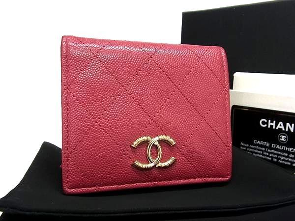 Chanel Cruise Line Coco Marc Classe Caviar Skin Fold Wallet In Burgundy Cb1956