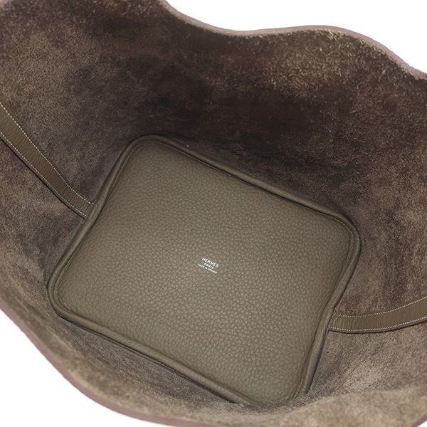 Hermes Handbag Picotin Lock MM Taurillon Clemence Etoupe Silver Hardware Never