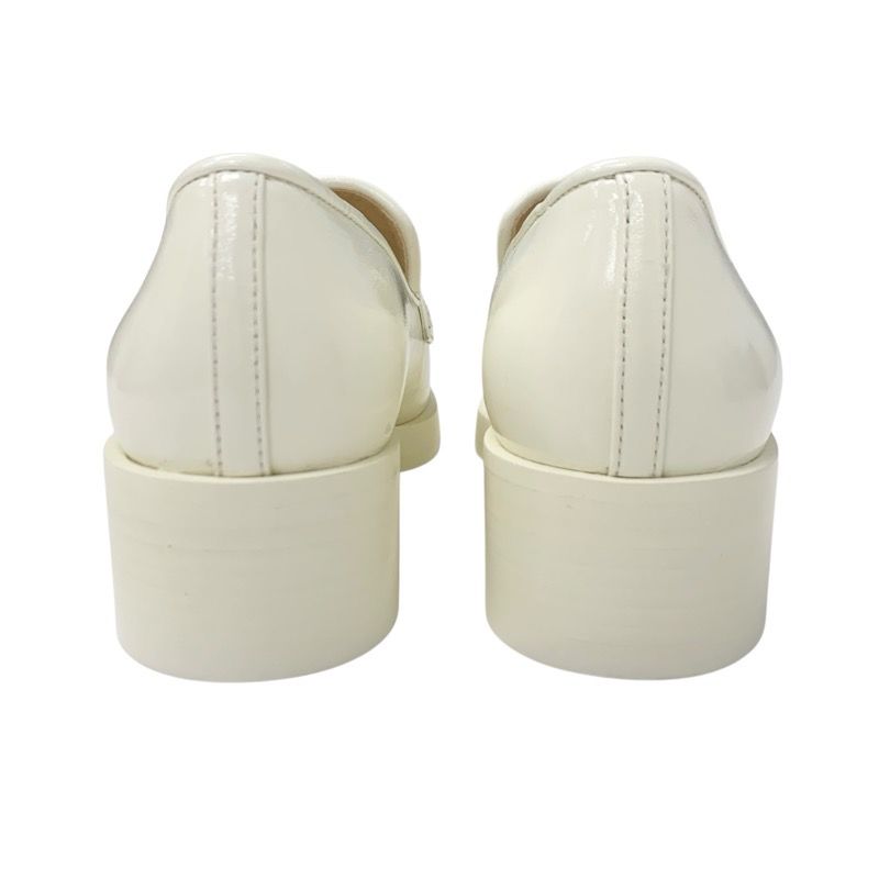 Chanel Loafer Leather Shoes Leather White Gold Here Mark
