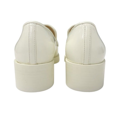 Chanel Loafer Leather Shoes Leather White Gold Here Mark