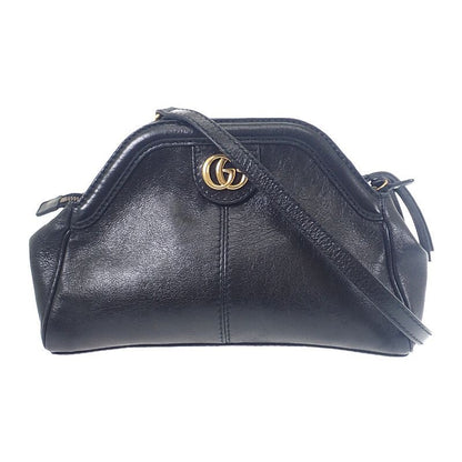 Gucci Rebel Small Taiga Head Shoulder Bag Calf Black Gold Hardware