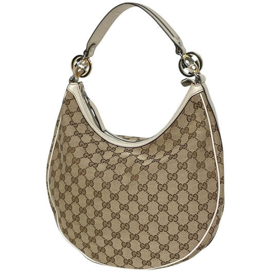 Gucci GG Pattern Shoulder Bag Twins Bag Canvas Beige White