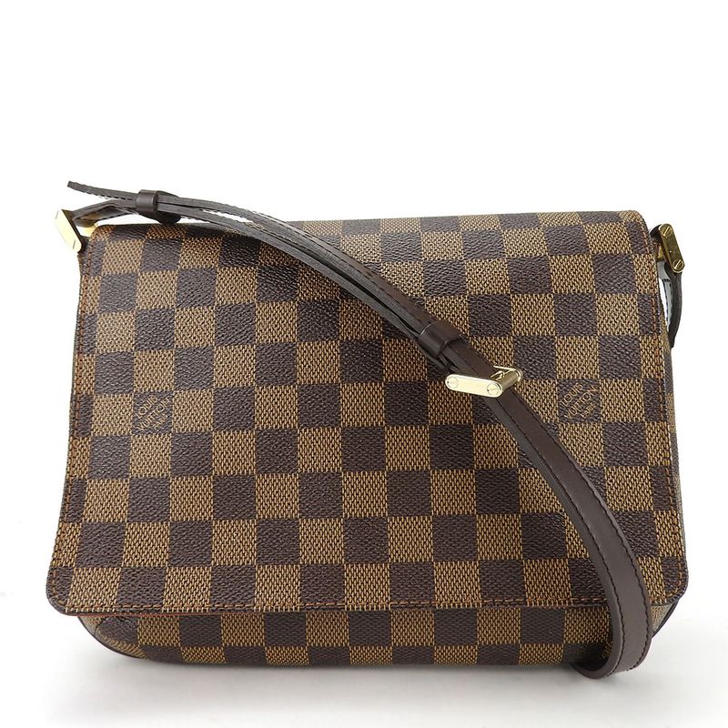 Louis Vuitton Shoulder Bag Musette Tango N51255 Damier Canvas Ebène Brown Gold