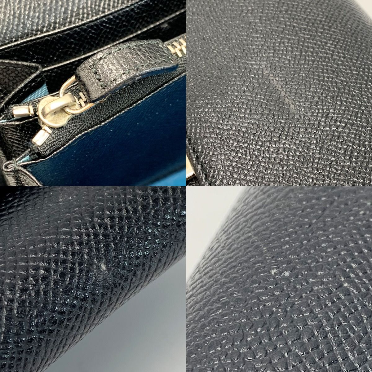 Bvlgari Leather Logo Clip Black Bifold Long Wallet Ladies