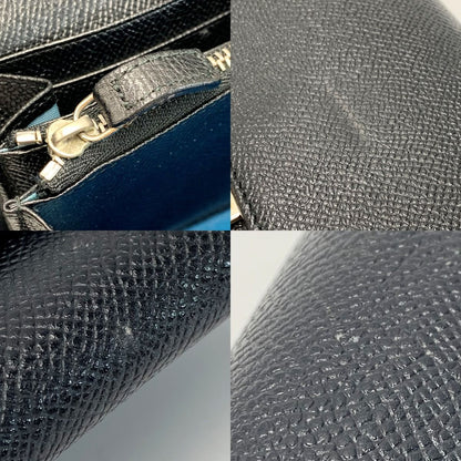 Bvlgari Leather Logo Clip Black Bifold Long Wallet Ladies