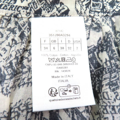 Christian DIOR 351j90a3294 100% Cotton Pleated Midi Plain Paris Skirt With