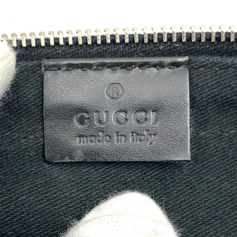 Gucci 012 8657 Boston Bag Black Nylon Sherry Line With Pouch