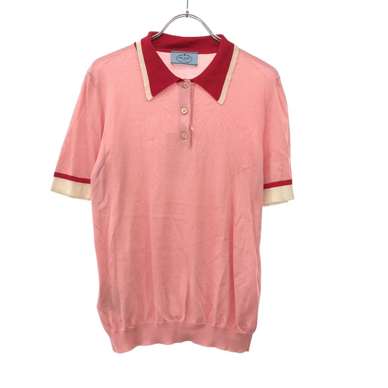 Prada 20ss Short Sleeve Knit Polo Shirt P24u0v 1v9l Pink 42