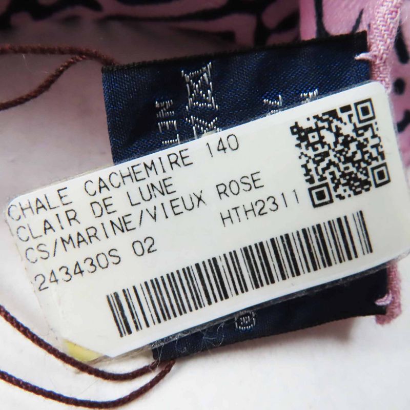 Hermes Carre Geant140 Clair De Lune Cles Cashmere Silk Marine View Rose Scarf