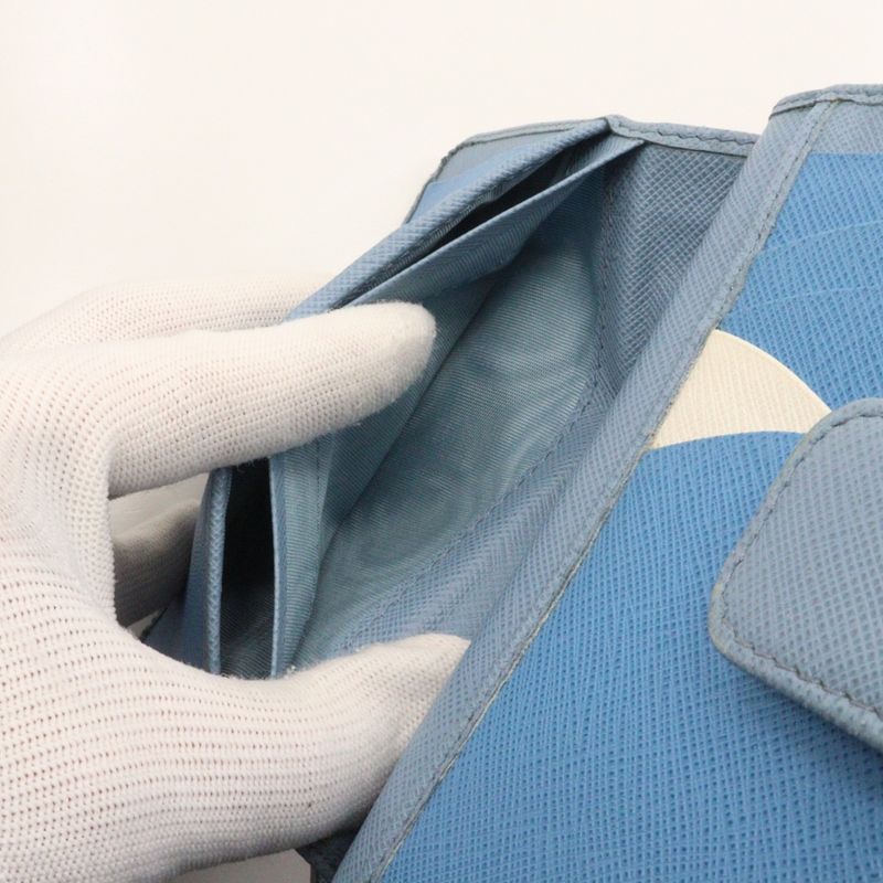 Prada Saffiano Astrale Light Blue Women's Fold Wallet