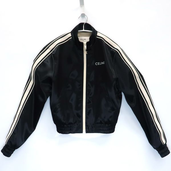 Celine Tracksuit Jacket 2w98a048s.38no Triomphe Charm Jersey #34 Satin Black