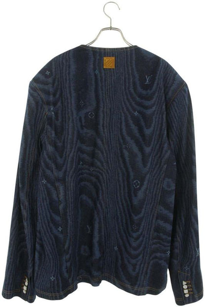 Louis Vuitton 25AW Rm252mm (9.92in) VON Hta17w LV Moire No Collar Denim Jacket