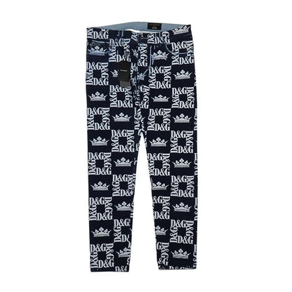 Dolce & Gabbana Crown D&glogo Monogram Lambskin Skinny Denim Pants 54 Large