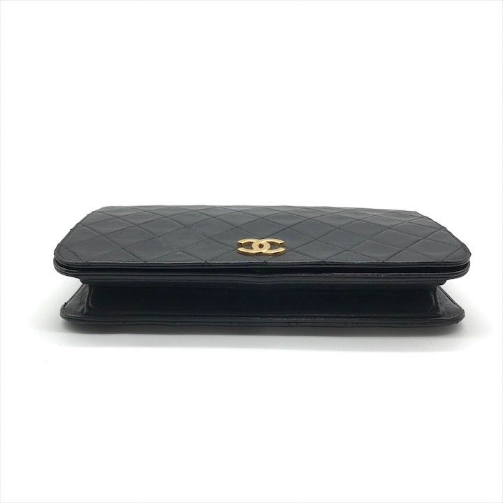 Chanel Quilted Lambskin CC Logo Push Lock Chain Shoulder Bag Black