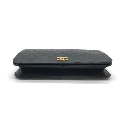Chanel Quilted Lambskin CC Logo Push Lock Chain Shoulder Bag Black