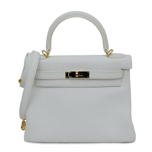 Hermes Kelly 28 Blanc Gold Hardware Taurillon Retourne