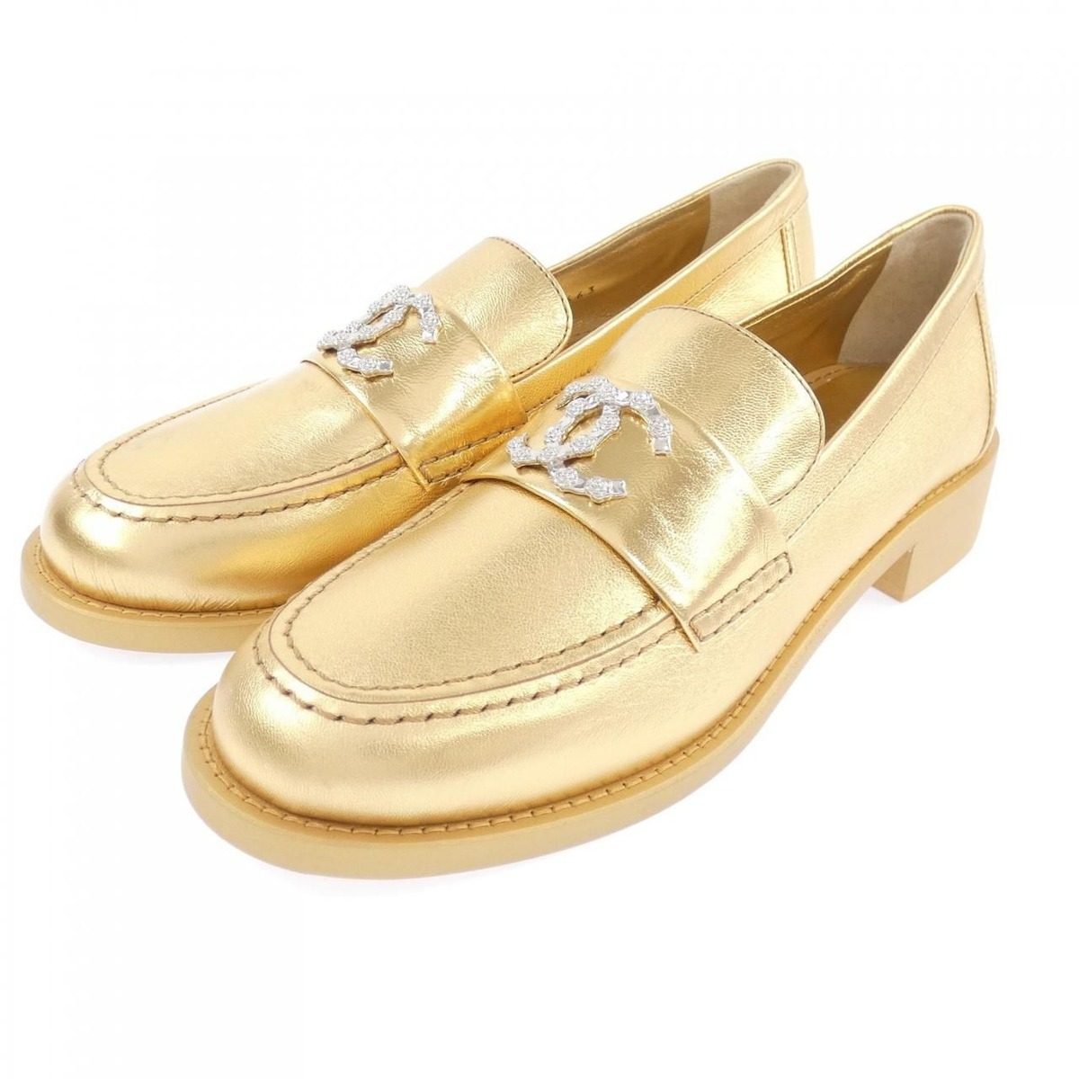 Chanel Shoes Loafers Gold — view 3