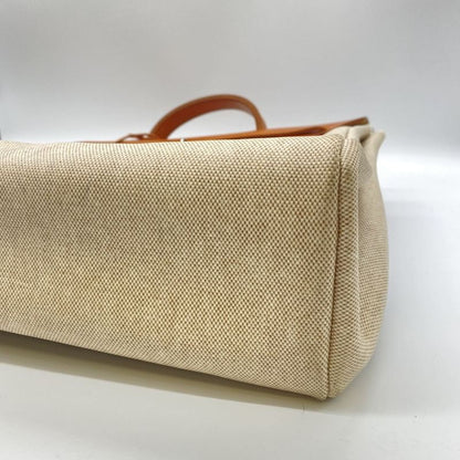 Hermes Herbag GM Canvas 2WAY With Attachable Key Shoulder Bag Ivory Ladies