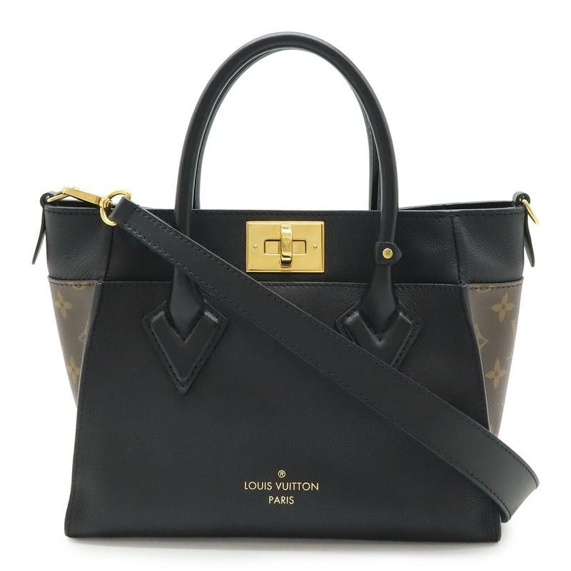 Louis Vuitton Monogram On My Side PM Handbag 2-Way Shoulder Bag Leather Noir