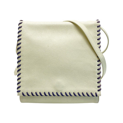 Yves Saint Laurent Shoulder Bag Ivory Flap Braided Leather