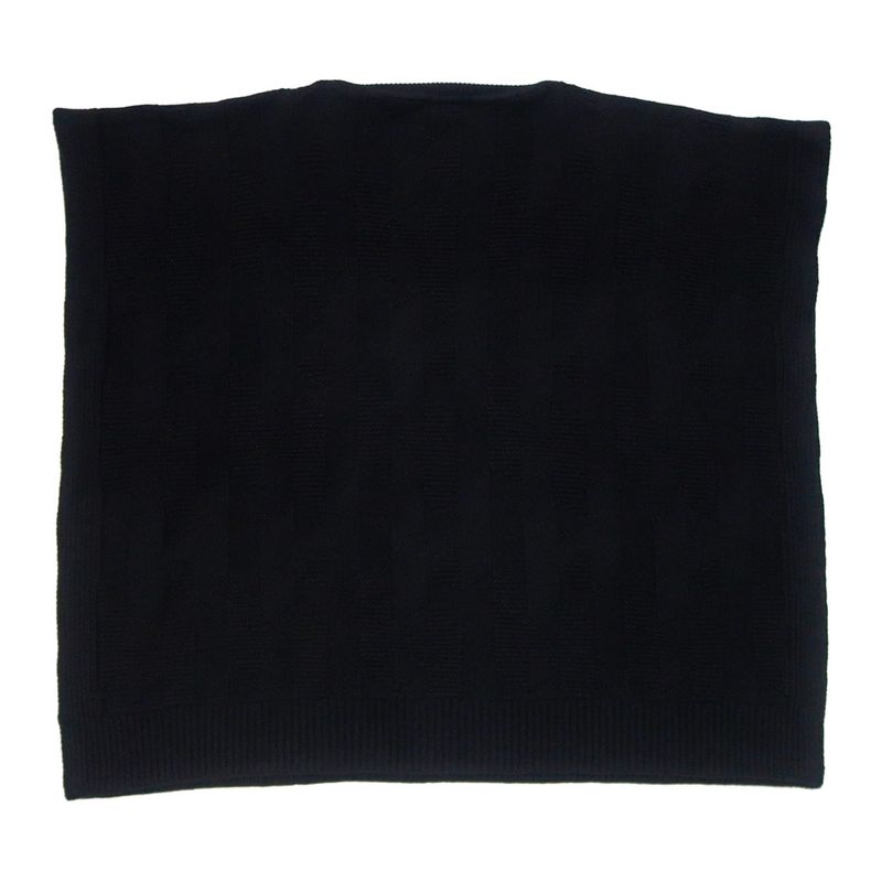 Hermes Poncho Cape H Motif 34 Black 100% Wool Knit 2904d3 Women's