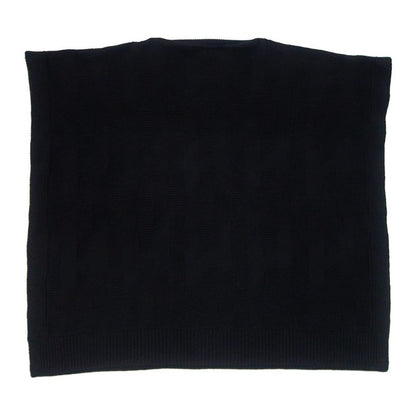 Hermes Poncho Cape H Motif 34 Black 100% Wool Knit 2904d3 Women's