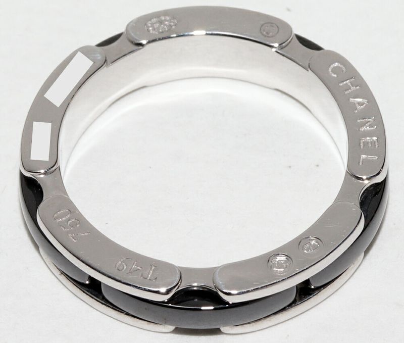 Chanel Ring 18K White Gold Black Ceramic Ultra Collection Ring Small Model J3092