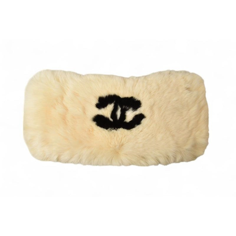 Chanel Bangle Rabbit Fur Coco Mark Cufflinks Bracelet Wristband — view 6