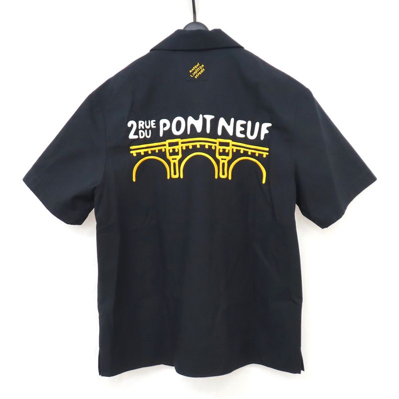 Louis Vuitton Short Sleeve Cotton Shirt 1afjho S Black Eiffel Pont
