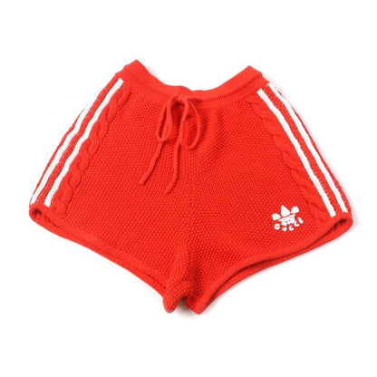 Gucci Adidas Linen Cotton Trefoil Embroidered Knit Shorts Orange