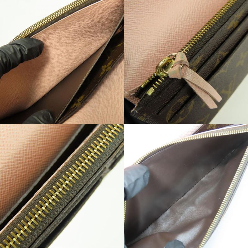 Louis Vuitton Long Wallet Portefeuille Emilie M61289 Monogram Brown Rose