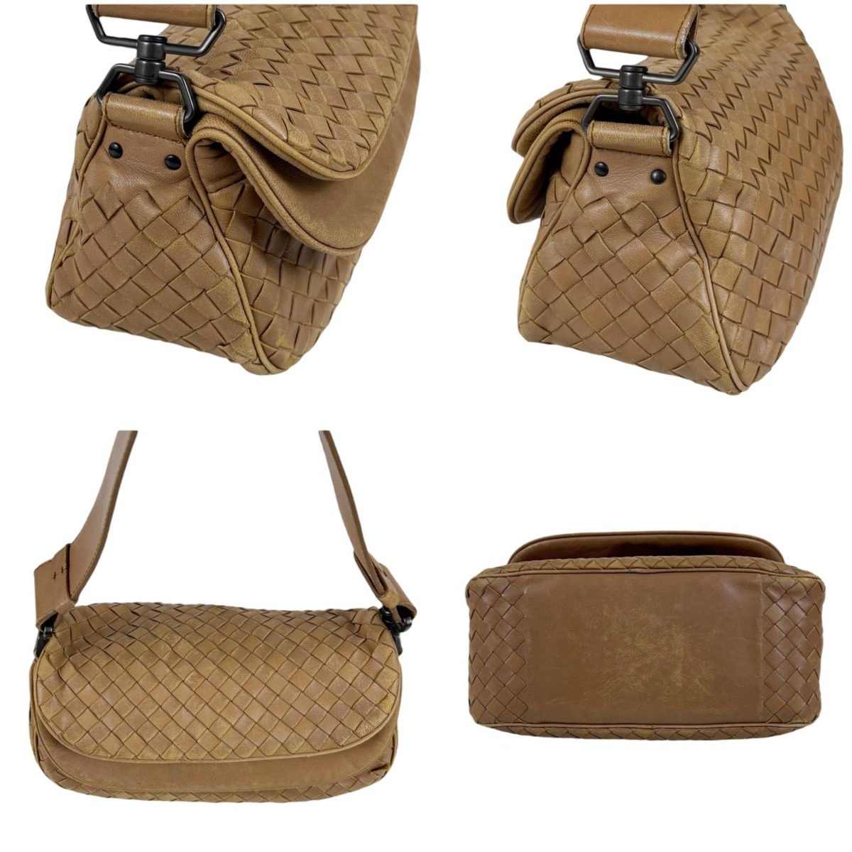 Bottega Veneta Intrecciato Leather Mini Shoulder Bag Beige Hobo — view 3