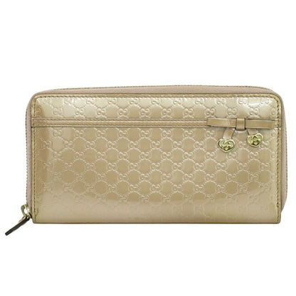 Authentic Gucci Micro Guccissima Patent Leather Round Zipper Long Wallet