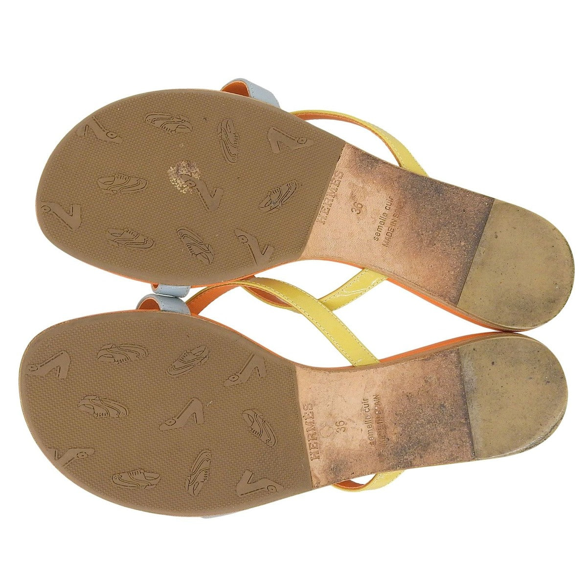 Hermes Silver Hardware Medor Leather Flat Thong — view 6